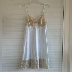 Vintage Hollywood Vassarette Light Blue and Cream Lace Slip